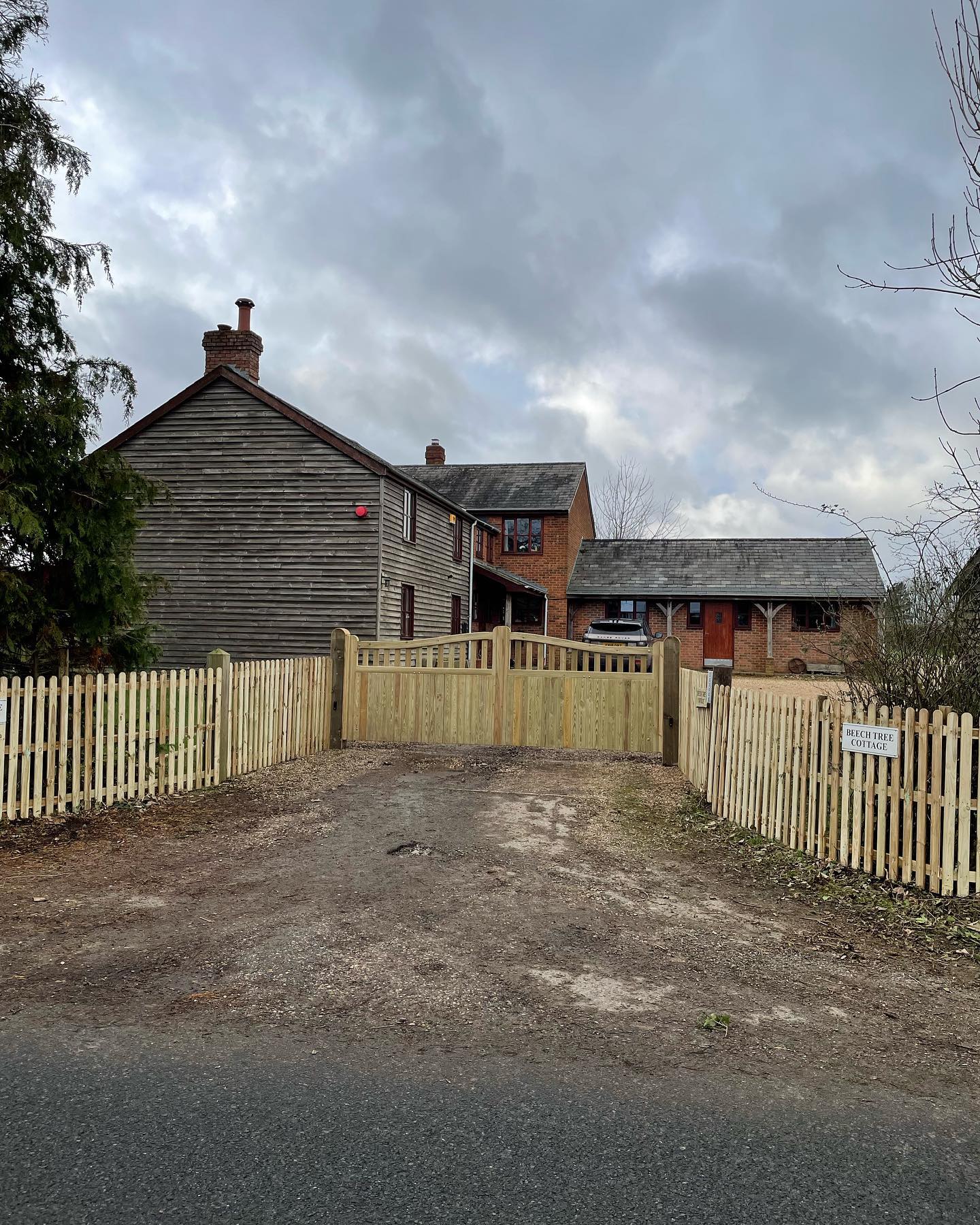 Timber security gates at the entrance to a rural property
