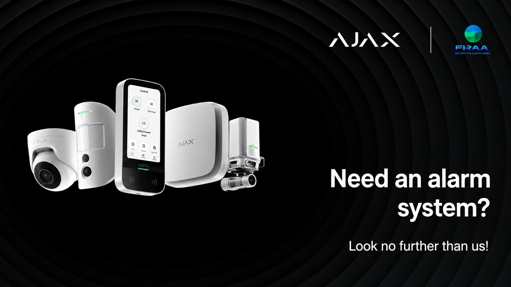 Ajax equipment for farmyard alarm systems, including cameras, keypad and detectors